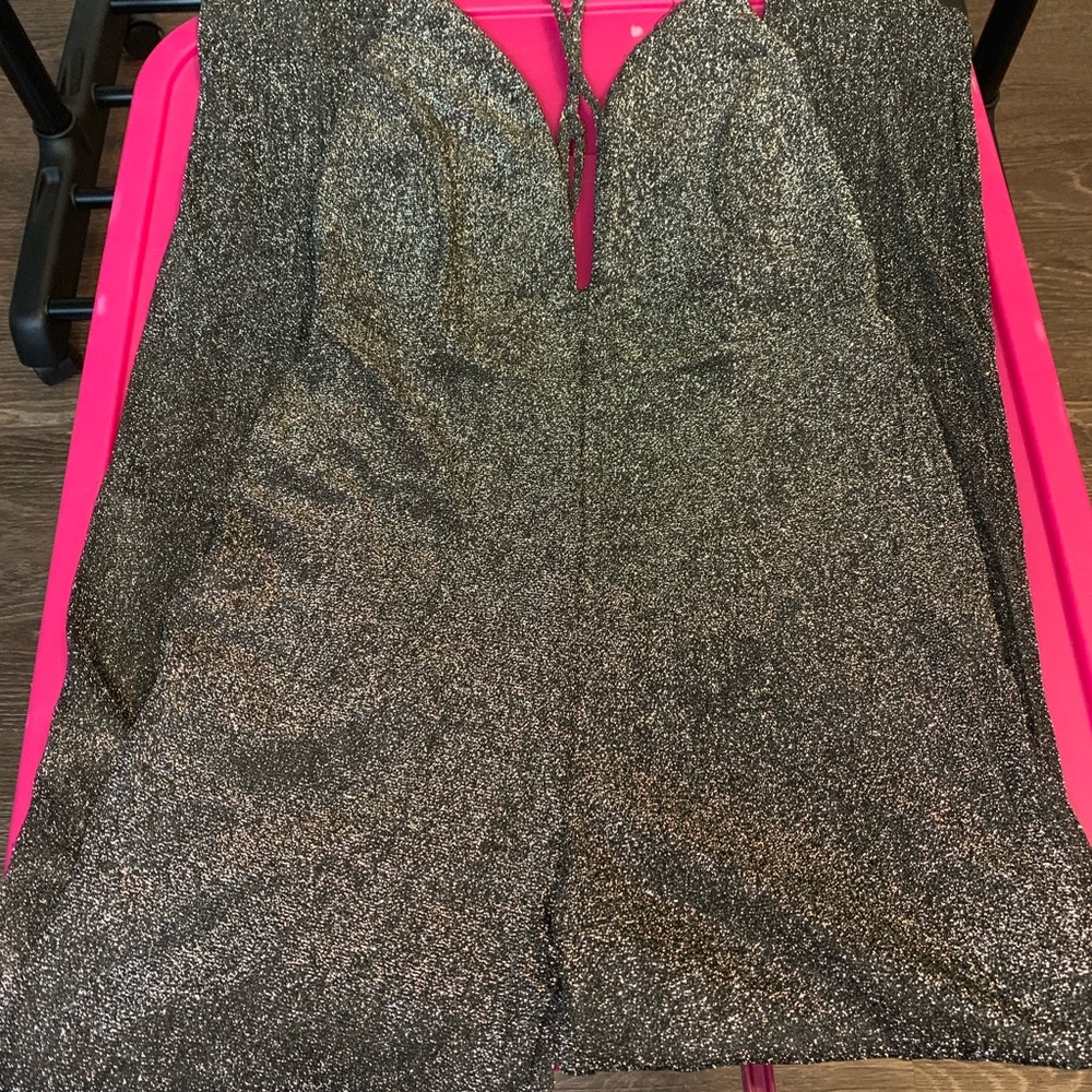 Black Shimmer Deep Plunge Neck Body Suit